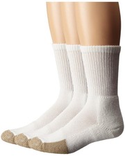 Thorlos L85117 White Unisex Tennis Crew Thick Cushion 3-Pair Crew Socks Size L