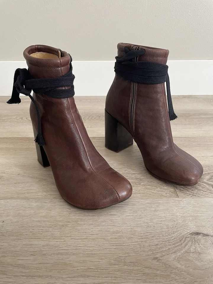 MM6 Madison Margiela Anatomic Boots with Rare Ankle Ties 38 Tabi - Image 2 of 4