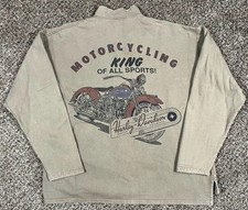 Vintage Harley Davidson Motorcycles 90s 1/4 Zip Sweater Men's Khaki Sz Large