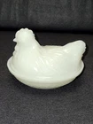 Vintage Hazel Atlas Milk Glass Hen on Nest Candy Dish, Trinket Dish Covered Dish