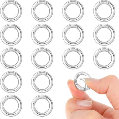 16 Pcs Spring O Ring Clip 1/2 Inch Silver round Snap Clip Key Rings for Keychain