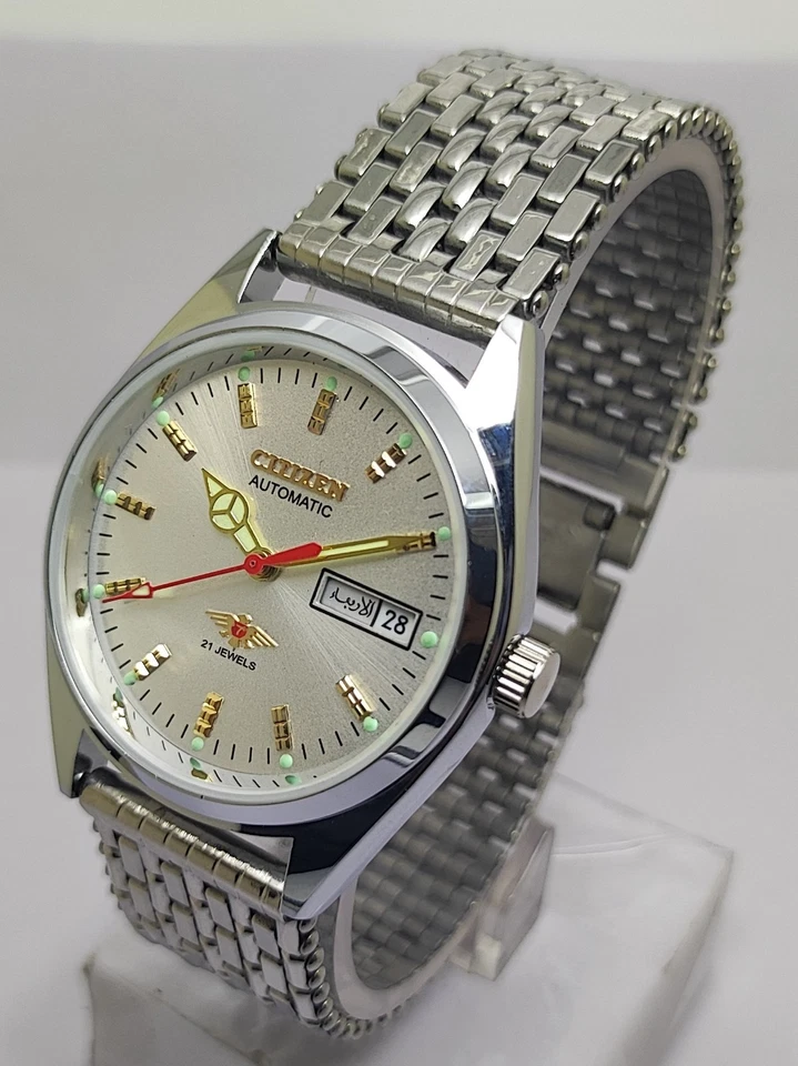 Автоматические винтажные наручные часы Citizen серебряный циферблат 21 камень для мужчин - Изображение 3 из 4