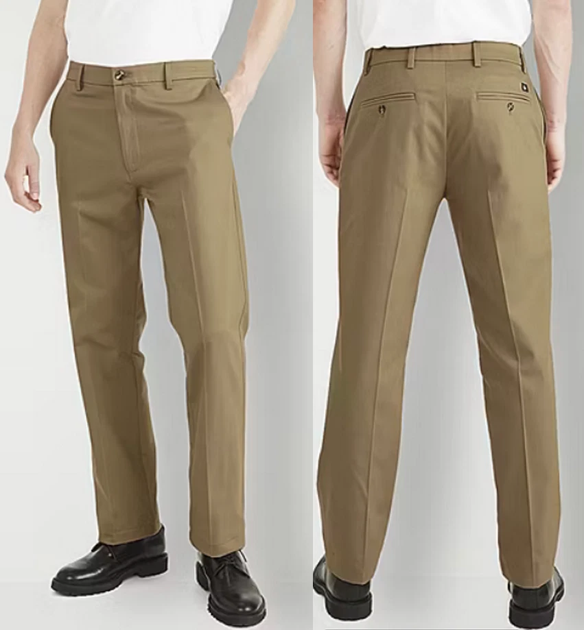 Dockers Signature Mens Iron Free Khaki Classic Fit Flat Front Stain Defender