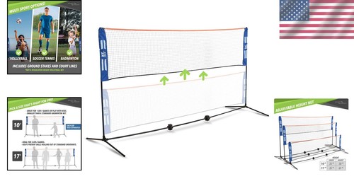 HIT MIT Set Rete da Badminton Portatile Regolabile - Perfetto per Gioco Multisport - Foto 2 di 11