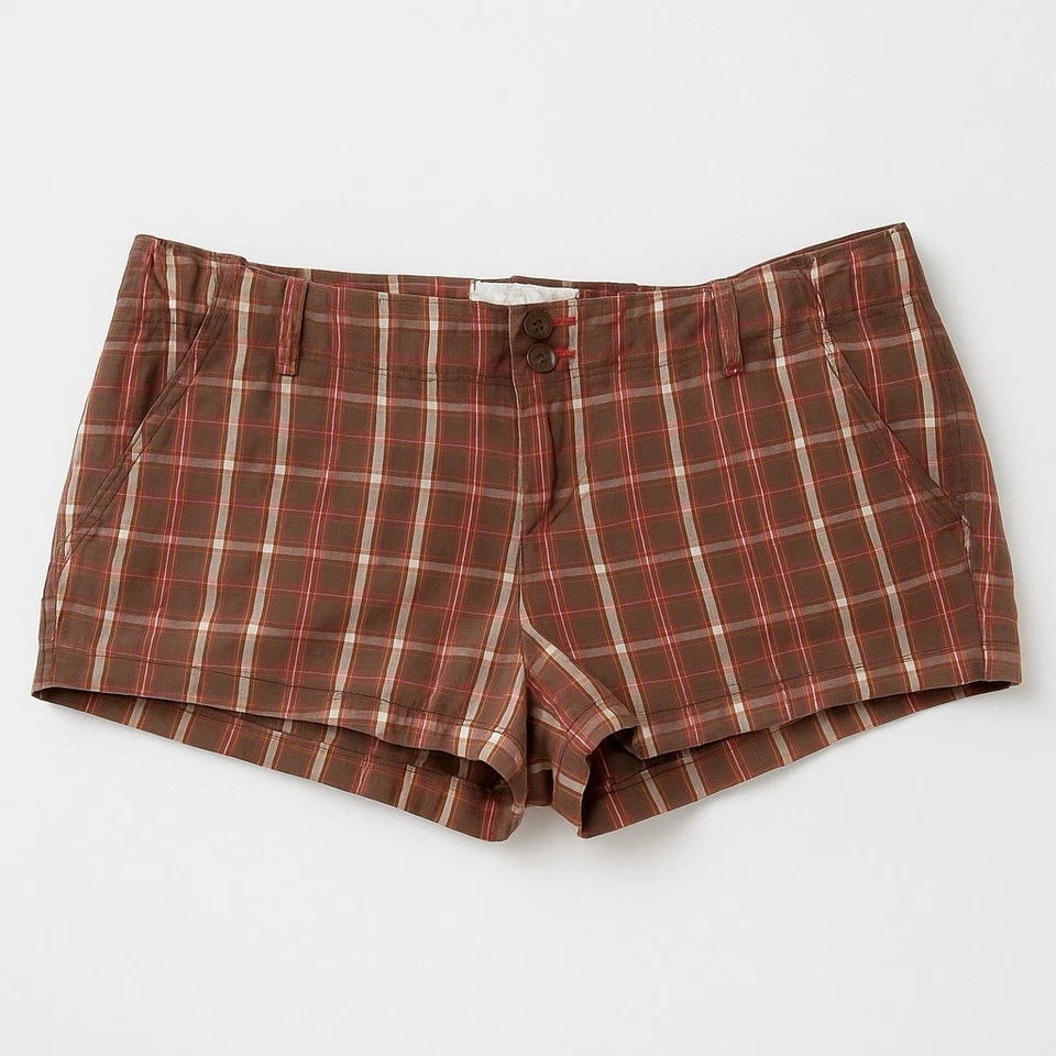 Pantalones Cortos Aéropostale Mujer Talla: 11/12 Marrón Botón a Cuadros (4) Bolsillos Foto 2 de 4