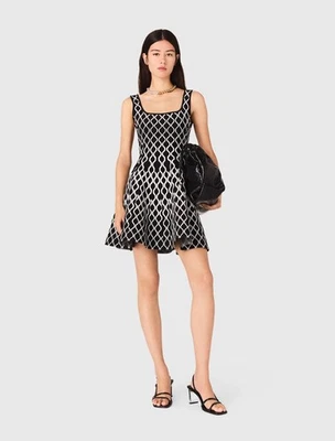 robe maje patineuse jacquard noir et blanc - Robe courte en maille jacquard - Photo 1/4