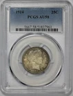 1914 Barber 25c Silver Quarter PCGS AU 58
