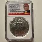2020 Silver Eagle $1, NGC MS 70 America First 45th President Donald Trump