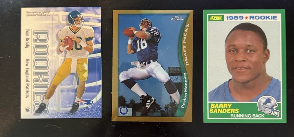 NFL HOF RC INVESTOR LOT 2000 TOM BRADY SKYBOX # 27, 1989 B. SANDERS SCORE #25 - Image 3 of 4