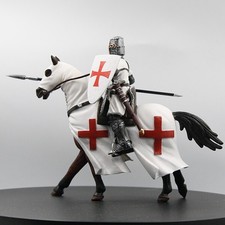 1/18 Vintage Crusader knight Templar Figures On Horseback Medieval Soldier Model