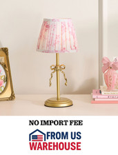 LoveShackFancy Mini Table Lamp 14.5  Pink Damask Accent Light Decor
