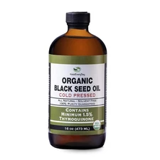 Organic Black Seed Oil - USDA Certified, Cold Pressed Glass Bottle 16oz - Ove...