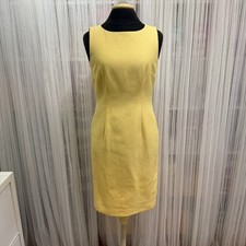 Talbots Women’s Sleeveless Butter Yellow Cotton Sheath Dress Size 4 Petite Lined