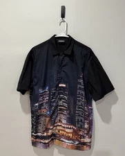 Pleasures Metro City Skyline Short Sleeve Button Up Collared Shirt Men's Medium