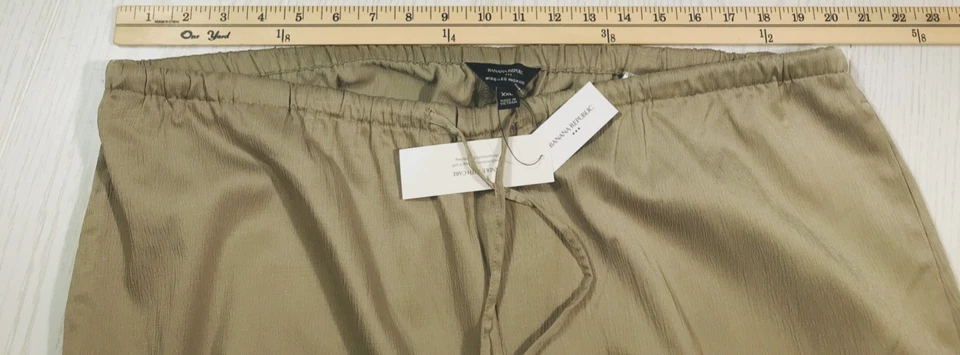 Banana Republic 宽腿高腰裤 XXL 金色弹性腰部弹力休闲 — 第 3/4 张图片