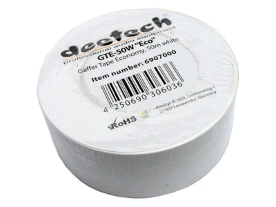 DEETECH Gaffa Tape 50mm x 50m Gewebe-Klebeband Panzer-Band-Tape Stagetape, weiß