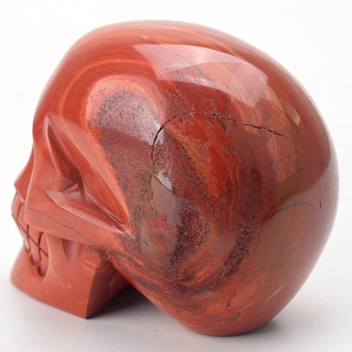 4.5'' Natual Realistic Red Jasper Skull Handmade Carved Crystal Healing 1118g - Picture 4 of 8