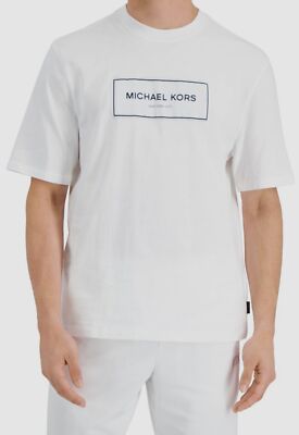 $60 Michael Kors Mens White Short-Sleeve Crewneck Box Logo T  display picture 2