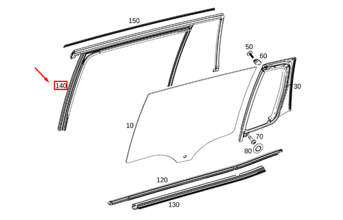 Guide De Vitre Arrière Gauche Pour Mercedes-Benz A W176 - Réf A1767350025 - Neuf D'origine