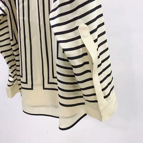 Toteme Women's Silk Shirt with Irregular Stripes Long Sleeved Shirt Top - Picture 3 of 25