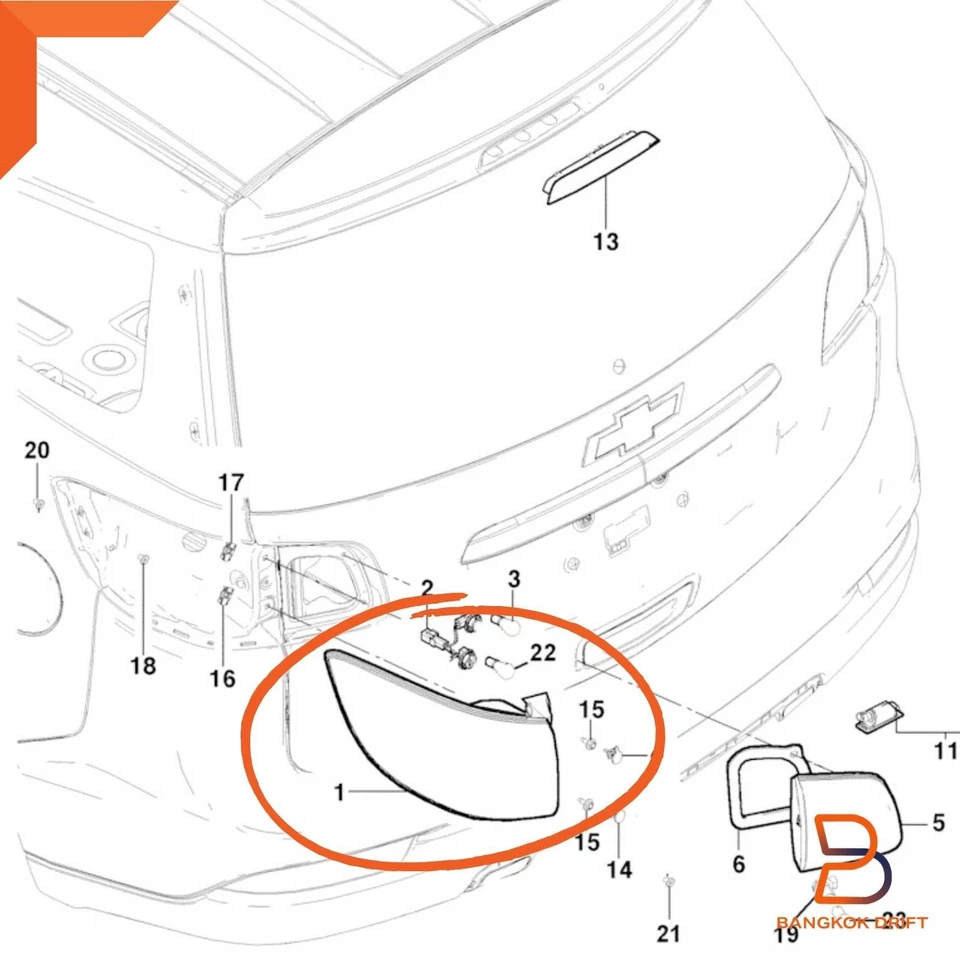 СВЕТОДИОДНЫЙ LH ЗАДНИЙ ФОНАРЬ НАРУЖНАЯ БОКОВАЯ ПАНЕЛЬ ДЛЯ CHEVROLET TRABLAZER 12-22 84786460 - Изображение 3 из 4