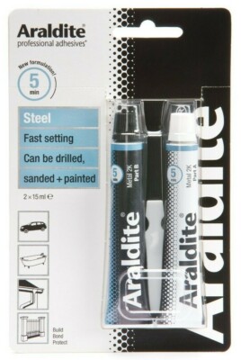 Araldit Stahl schnell einsetzend lösemittelfrei starker Klebstoff - 2 x 15ml Rohre