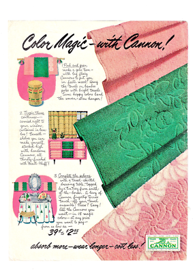 Cannon Towels Print Ad Vintage Advertisement Household Kannapolis NC 1951