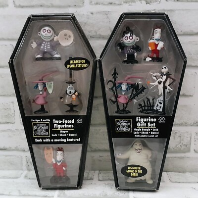 Nightmare Before Christmas Coffin Figures Figurine Set 2 Pack GITD Vintage