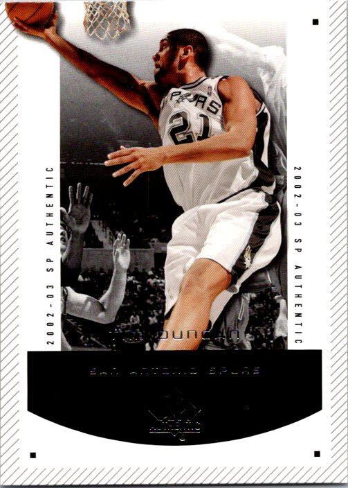 Tim Duncan #82 Basketball Cards 2002 SP Authentic trading card — raw and PSA graded price guide
