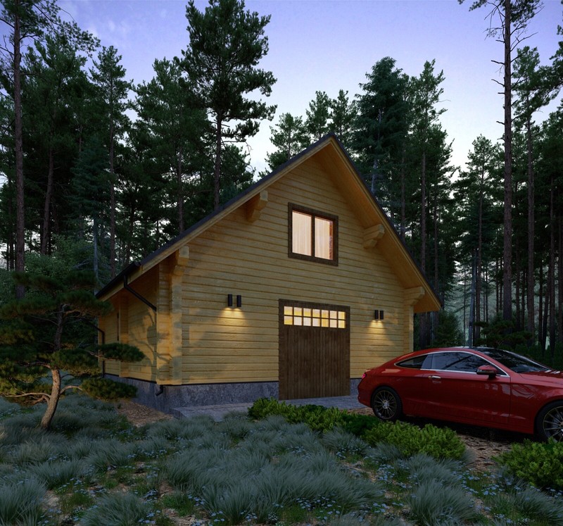 LOG GARAGE KIT LH_BG-80 ECO FRIENDLY WOOD PREFAB DIY BUILDING CABIN HOME MODULAR - thumbnail 9