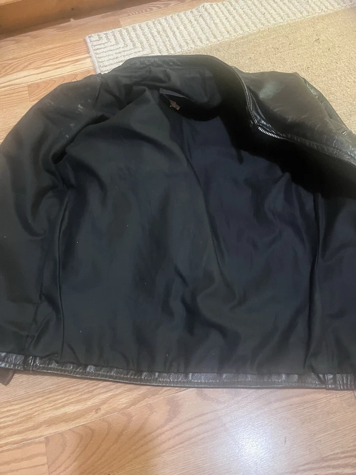 Brooks кожаная куртка 60-х винтажный черный размер 40 - Изображение 3 из 4