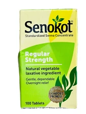 Senokot Regular Strength Natural Vegetable Laxative Ingredient - 100 Tablets