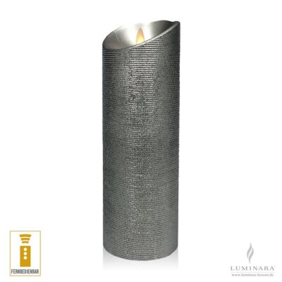 Luminara LED Kerze 8 x 23 cm silber fernbedienbar