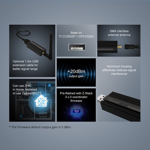 SONOFF Zigbee3.0 USB ZBDongle-P TI CC2652P Universal gateway SMA Schnittstelle - Afbeelding 3 van 12