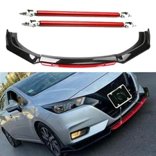 Front Bumper Lip Body Kit Splitter Spoiler Glossy Black Red For Nissan Versa