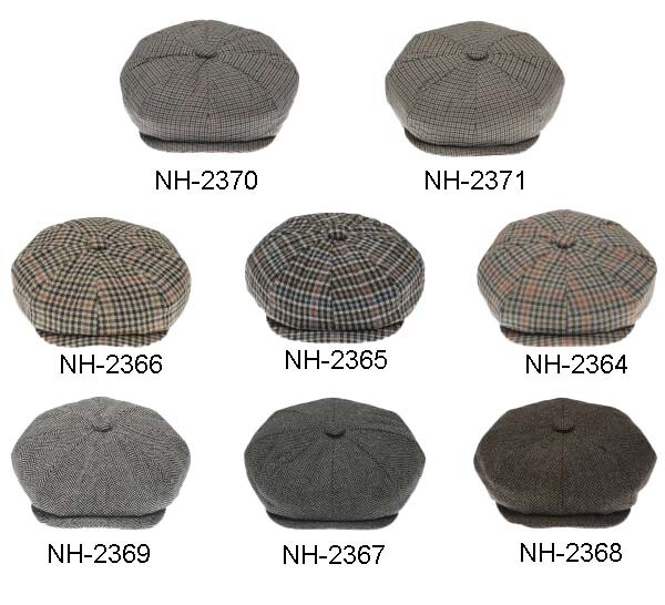 Newsboy Ivy Ascot Cabbie Hat Cap Applejack Wool Herringbone Golf