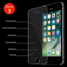 3x HIGH QUALITY PREMIUM TEMPERED GLASS SCREEN PROTECTOR FOR IPHONE SE 5S 5C 5
