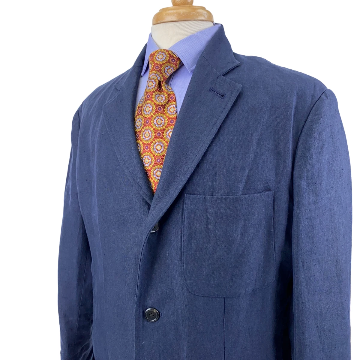 Polo Ralph Lauren Linen 3 Button Navy Blue Blazer Jacket Sport Coat Mens  Medium | eBay