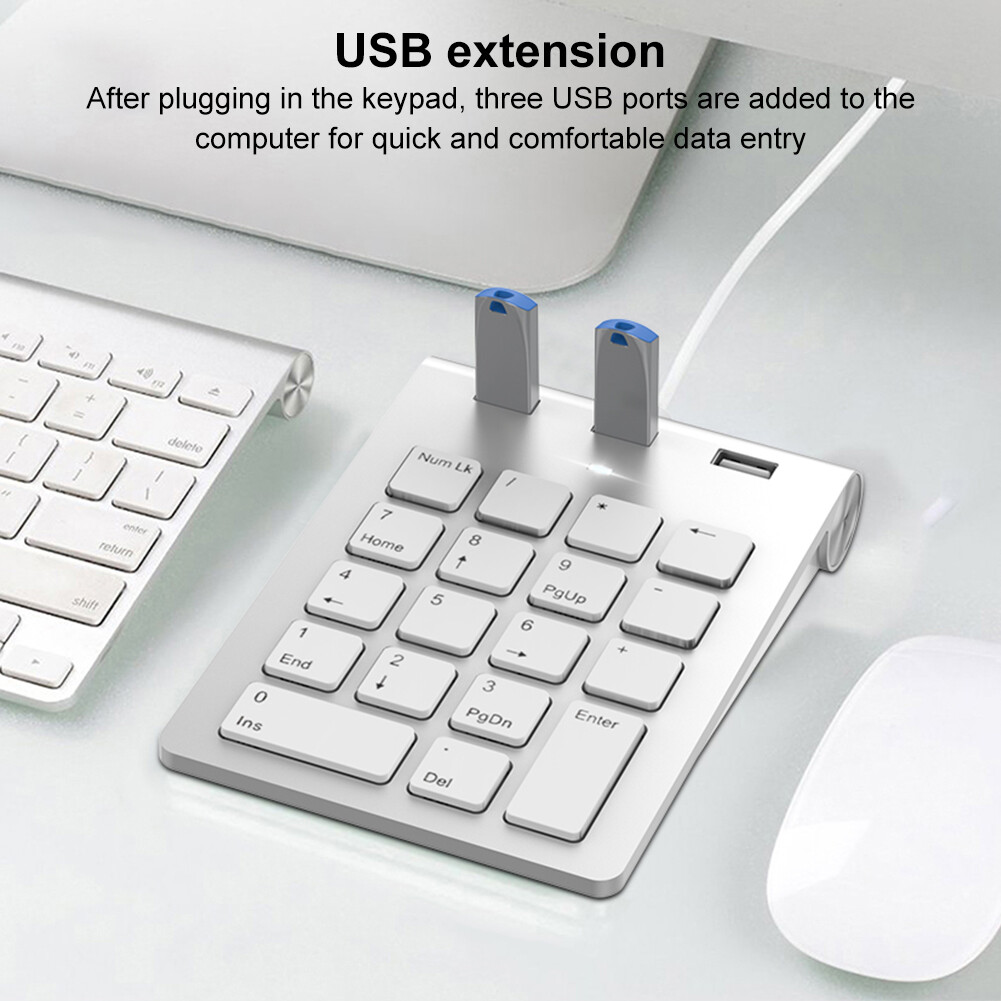 USB-C Numpad Mit 3 USB-Hubs - Nummernblock Für Laptop & PC 18 Tasten