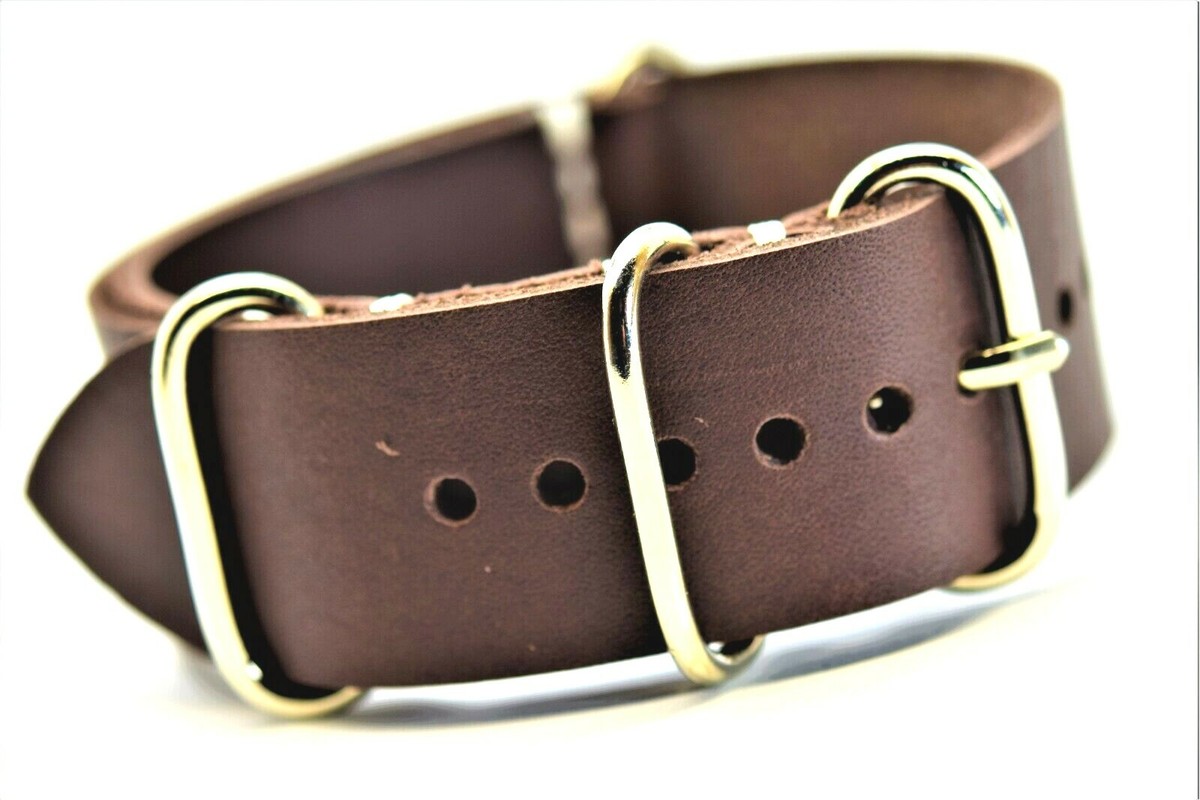 Cinturino NATO Cinturino Orologio NATO In Pelle, Stile Militare, Fatto A Mano - Larghezze 18,20,22,24 Mm, Unisex, Multicolore Cinturino Orologio Militare - Foto 6