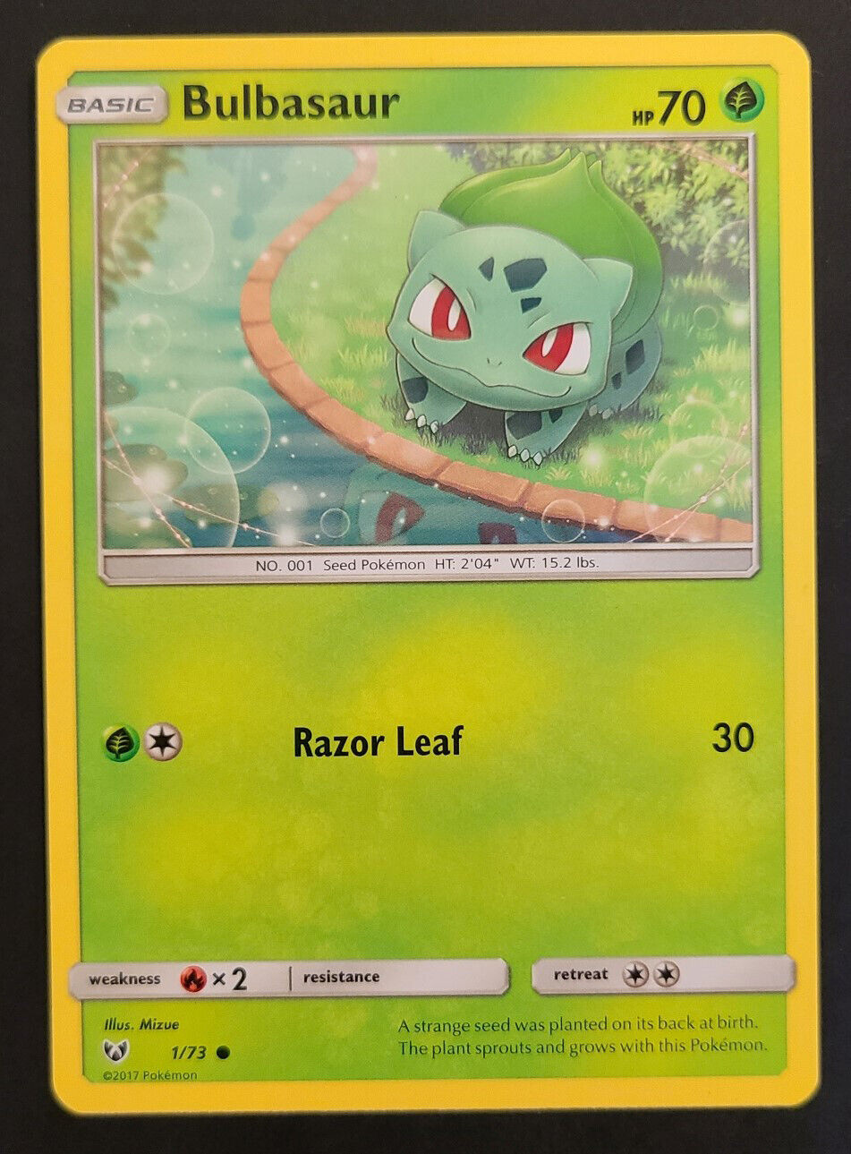 Pokemon BULBASAUR Card SHINING LEGENDS 1/73 Trading Card Seed Pokemon HP 70  2017