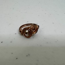 Wire Wrapped Ring Size 3 Copper Swirl Mixed Metal Small Twisted Silver Tone
