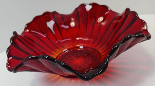 Vintage Imperial Glass Ruby 'Pillar Flute' 6 7/8" Bon Bon Candy Dish