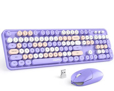 MOFII Wireless Keyboard and Mouse Combo Purple Colorful Full Size