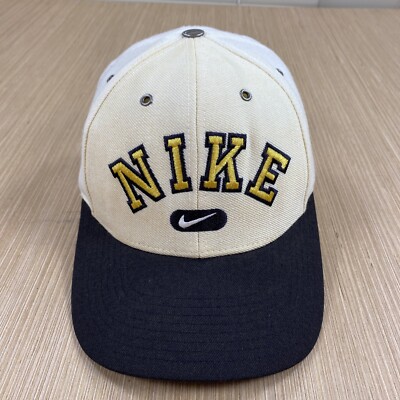 Vintage Nike Hate Mens OSFA White Snapback Streetwear Spellout Swoosh 2 Tone 90s