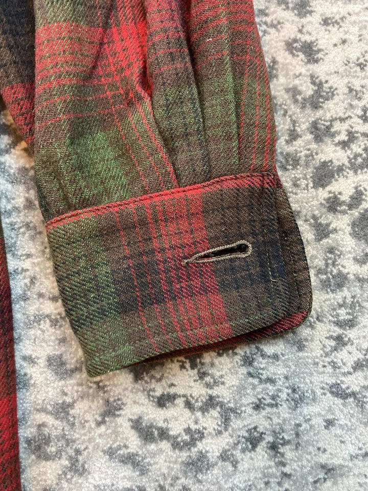 Abrigo Pendleton Lana Virgen Talla Estimada Pequeña Tartán Cuadros Botón Trench Foto 4 de 4