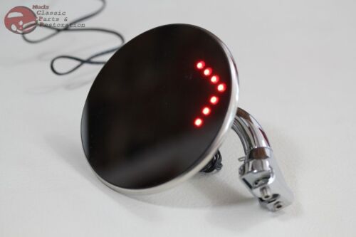 Hot Rat Rod Custom Truck 4" Exterior Peep Mirrors LED Turn Signal Curved Arms - Picture 9 of 10