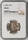 1948-S Washington Quarter Silver 25C MS 66 NGC Toned