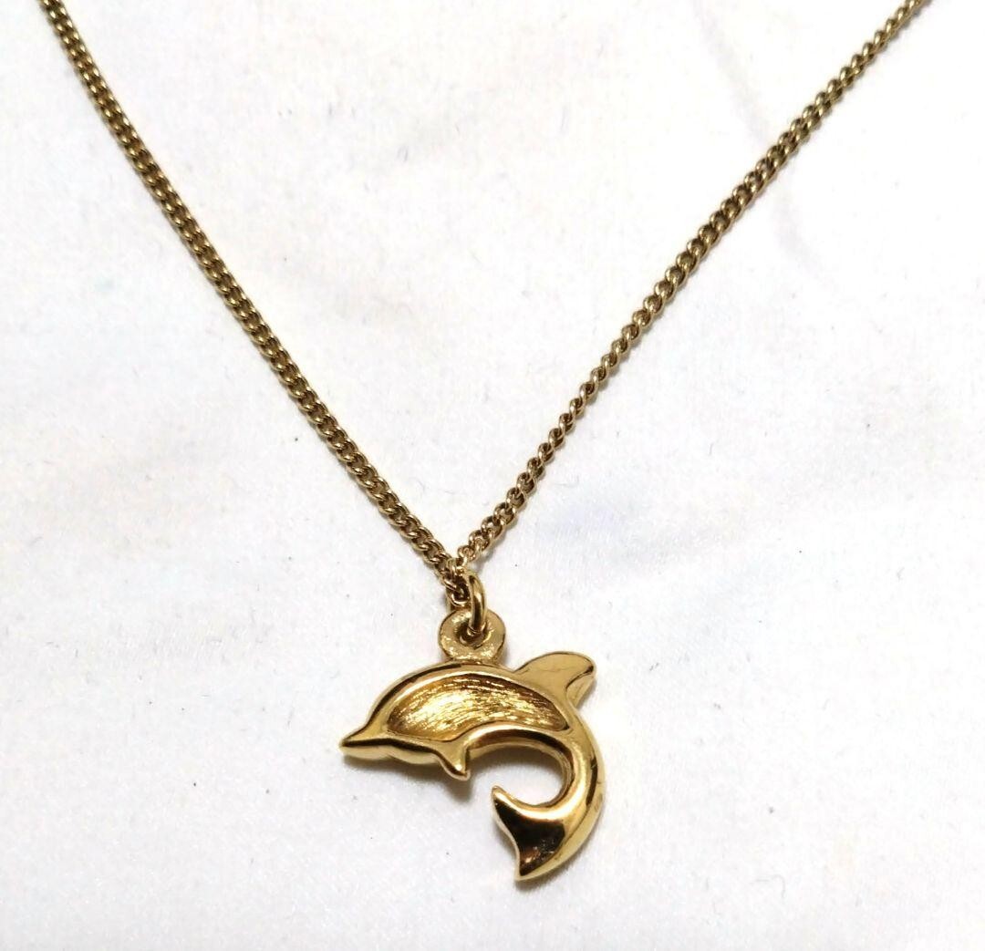 Christian Dior Vintage Dolphin Motif Necklace Gold Color Christian Dior Vintage Dolphin Motif Necklace Gold Color