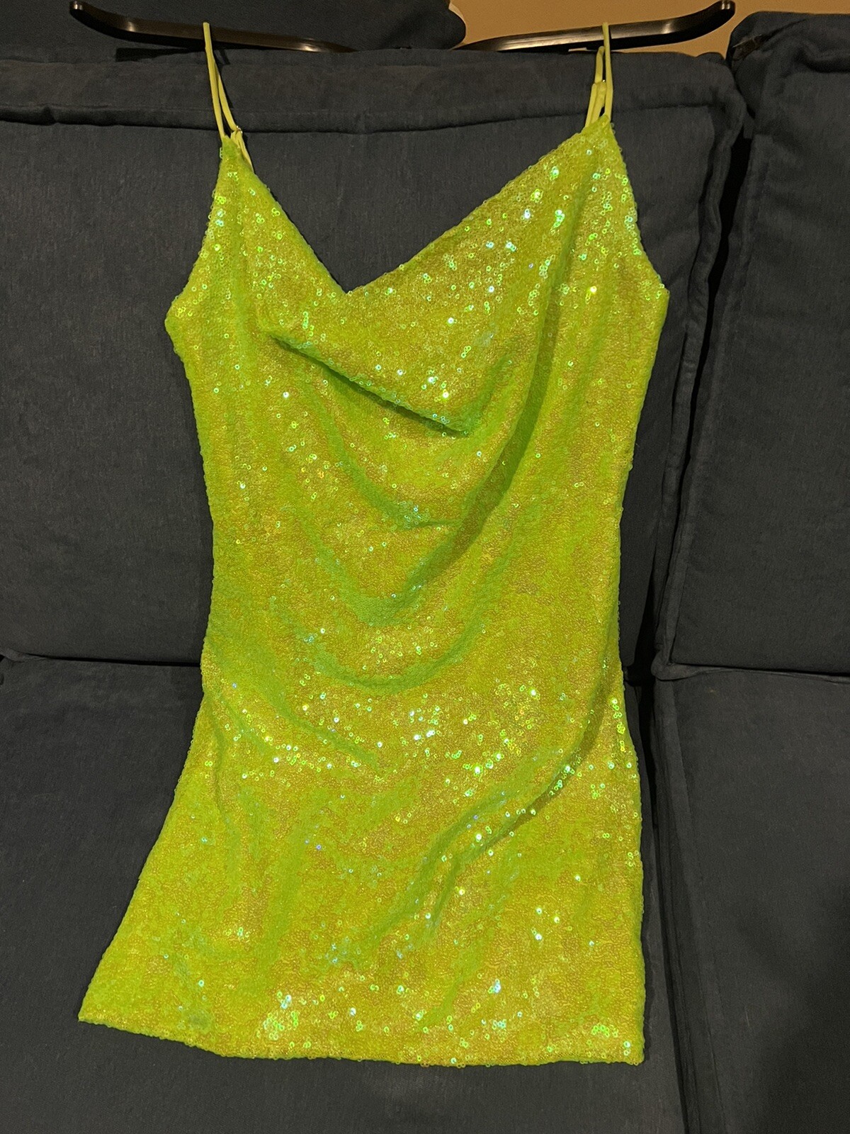Bodycon mettalic lime green dress Gem